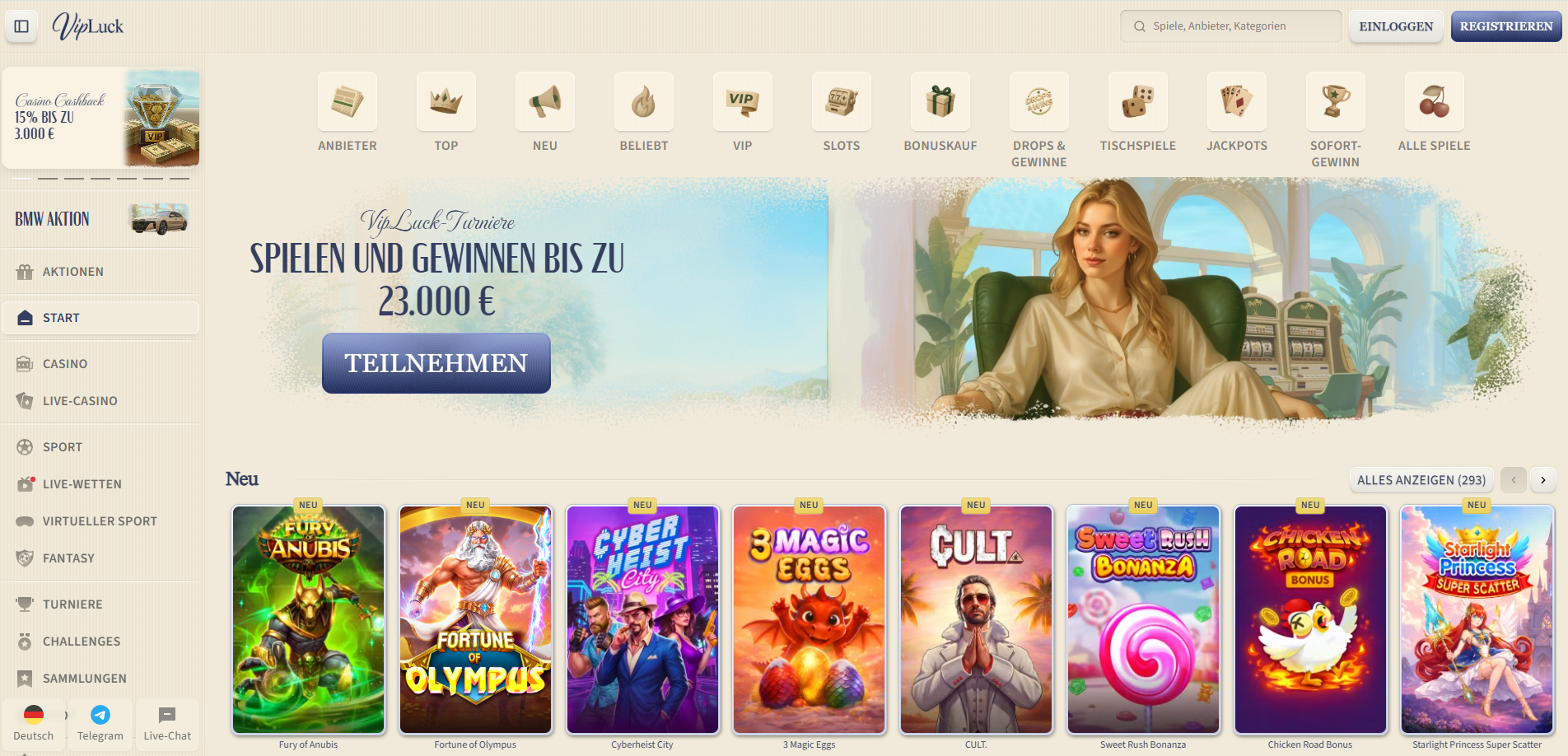 Vipluck Casino Freispiele und neue Slots